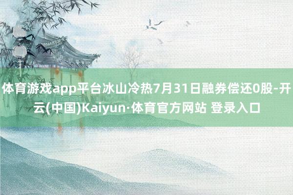 体育游戏app平台冰山冷热7月31日融券偿还0股-开云(中国)Kaiyun·体育官方网站 登录入口